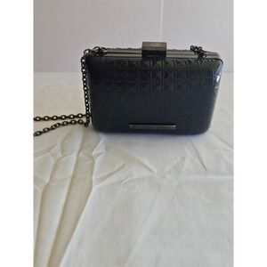 BCBGMAXAZRIA Black Box Clutch Evening Bag with Chain